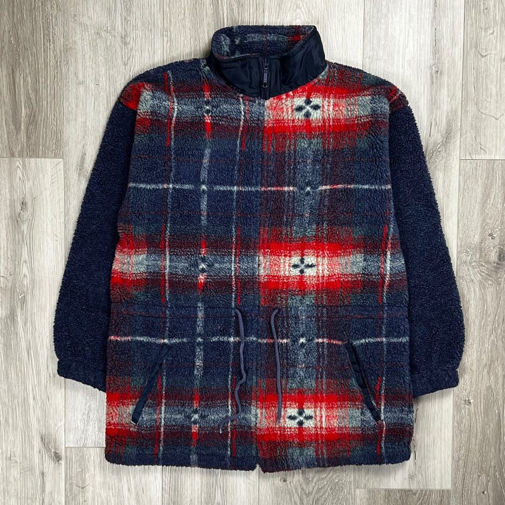 Weekend Edition Vintage Plaid Multicolour Small Zip Up Fleece Jacket